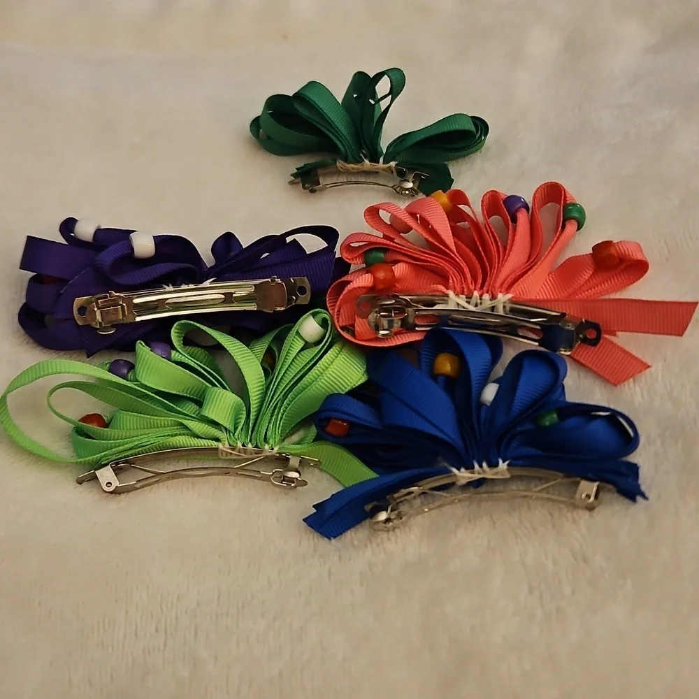 HANDMADE Colorful Beaded Hair Bow Set